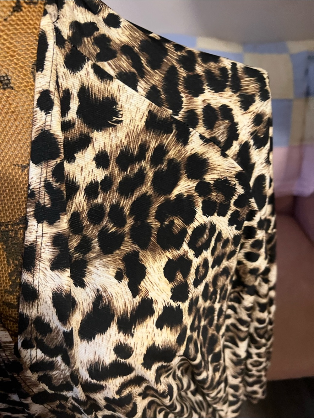 Leopard Print Wrap Top - Black & Brown